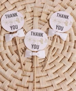 HIER_5146 50 Pcs | 1.5" White Grosgrain Pre Tied Ribbon Bows, Gift Basket Party Favor Bags Decor - Polyester Tabletop Decor