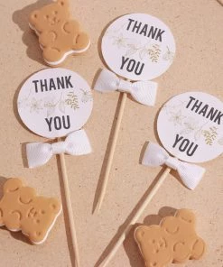 HIER_5146 50 Pcs | 1.5" White Grosgrain Pre Tied Ribbon Bows, Gift Basket Party Favor Bags Decor - Polyester Tabletop Decor