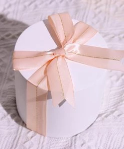 HIER_5146 50 Pcs | 10" Rose Gold/Blush Pre Tied Ribbon Bows, Satin Ribbon With Gold Foil Lining For Gift Basket & Party Favors Decor