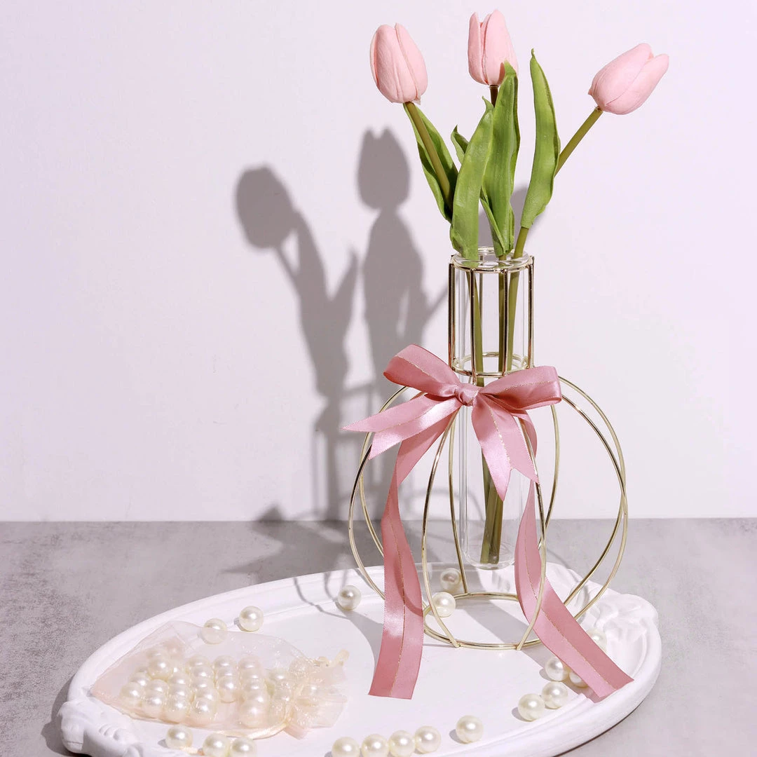 HIER_5146 50 Pcs | 10" Dusty Rose Pre Tied Ribbon Bows, Satin Ribbon With Gold Foil Lining For Gift Basket & Party Favors Decor 2 HIER_5146 50 Pcs | 10" Dusty Rose Pre Tied Ribbon Bows, Satin Ribbon With Gold Foil Lining For Gift Basket & Party Favors Decor