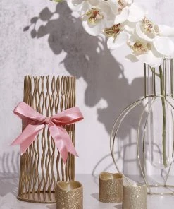 HIER_5146 50 Pcs | 10" Dusty Rose Pre Tied Ribbon Bows, Satin Ribbon With Gold Foil Lining For Gift Basket & Party Favors Decor 24 HIER_5146 50 Pcs | 10