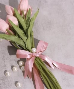 HIER_5146 50 Pcs | 10" Dusty Rose Pre Tied Ribbon Bows, Satin Ribbon With Gold Foil Lining For Gift Basket & Party Favors Decor 25 HIER_5146 50 Pcs | 10