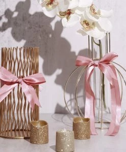 HIER_5146 50 Pcs | 10" Dusty Rose Pre Tied Ribbon Bows, Satin Ribbon With Gold Foil Lining For Gift Basket & Party Favors Decor 26 HIER_5146 50 Pcs | 10