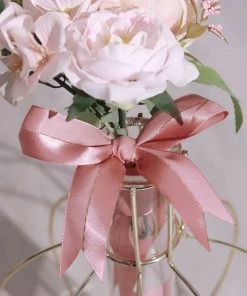 HIER_5146 50 Pcs | 10" Dusty Rose Pre Tied Ribbon Bows, Satin Ribbon With Gold Foil Lining For Gift Basket & Party Favors Decor 27 HIER_5146 50 Pcs | 10