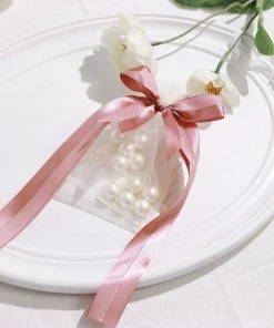 HIER_5146 50 Pcs | 10" Dusty Rose Pre Tied Ribbon Bows, Satin Ribbon With Gold Foil Lining For Gift Basket & Party Favors Decor 29 HIER_5146 50 Pcs | 10