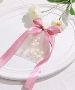 HIER_5146 50 Pcs | 10" Dusty Rose Pre Tied Ribbon Bows, Satin Ribbon With Gold Foil Lining For Gift Basket & Party Favors Decor 22 HIER_5146 50 Pcs | 10