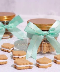 HIER_5146 50 Pcs | 10" Mint Green Pre Tied Ribbon Bows, Satin Ribbon With Gold Foil Lining For Gift Basket & Party Favors Decor Tabletop Decor