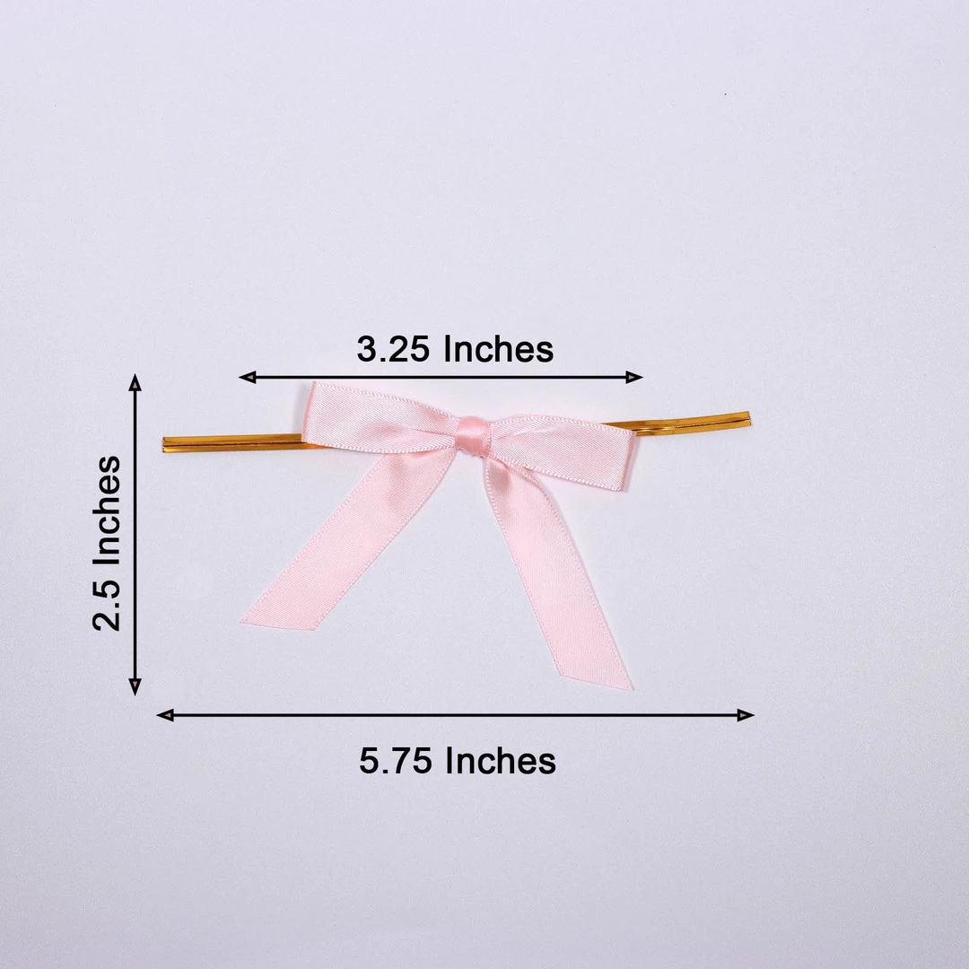 HIER_5146 50 Pcs | 3" Satin Ribbon Bows With Twist Ties, Gift Basket Party Favor Bags Decor - Rose Gold/Blush Classic Style Tabletop Decor 3 HIER_5146 50 Pcs | 3" Satin Ribbon Bows With Twist Ties, Gift Basket Party Favor Bags Decor - Rose Gold/Blush Classic Style Tabletop Decor