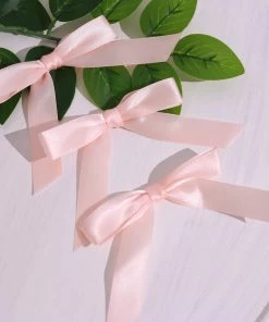 HIER_5146 50 Pcs | 3" Satin Ribbon Bows With Twist Ties, Gift Basket Party Favor Bags Decor - Rose Gold/Blush Classic Style Tabletop Decor 13 HIER_5146 50 Pcs | 3