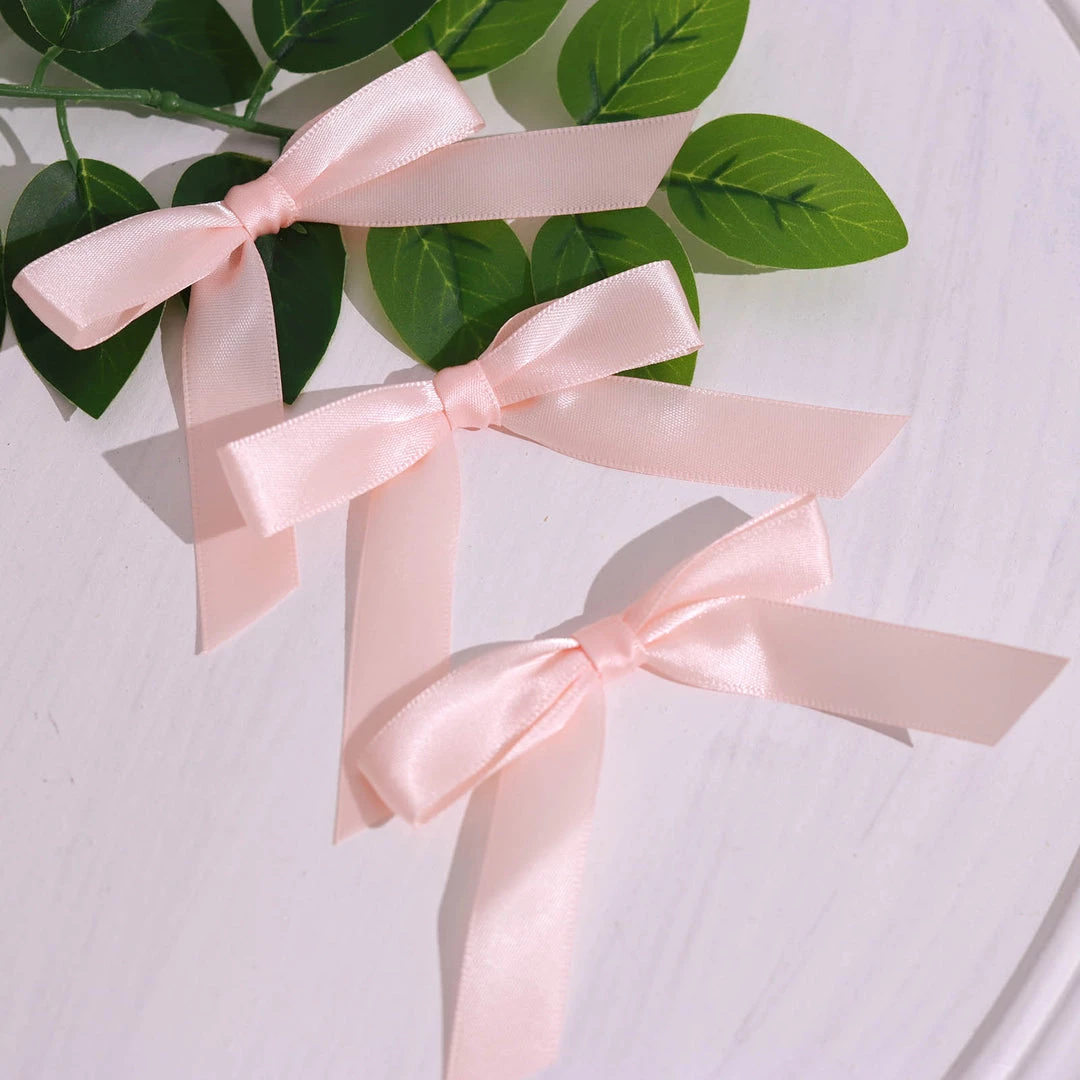 HIER_5146 50 Pcs | 3" Satin Ribbon Bows With Twist Ties, Gift Basket Party Favor Bags Decor - Rose Gold/Blush Classic Style Tabletop Decor 5 HIER_5146 50 Pcs | 3" Satin Ribbon Bows With Twist Ties, Gift Basket Party Favor Bags Decor - Rose Gold/Blush Classic Style Tabletop Decor