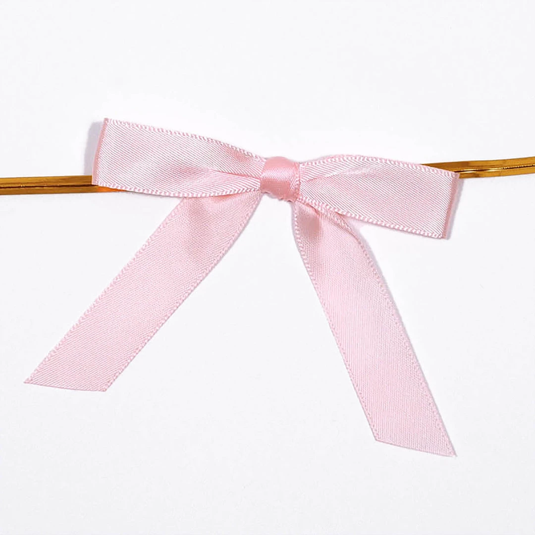 HIER_5146 50 Pcs | 3" Satin Ribbon Bows With Twist Ties, Gift Basket Party Favor Bags Decor - Rose Gold/Blush Classic Style Tabletop Decor 9 HIER_5146 50 Pcs | 3" Satin Ribbon Bows With Twist Ties, Gift Basket Party Favor Bags Decor - Rose Gold/Blush Classic Style Tabletop Decor