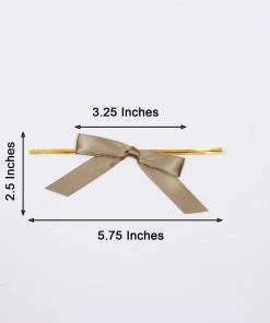 HIER_5146 Tabletop Decor 50 Pcs | 3" Satin Ribbon Bows With Twist Ties, Gift Basket Party Favor Bags Decor - Taupe Classic Style 10 HIER_5146 Tabletop Decor 50 Pcs | 3