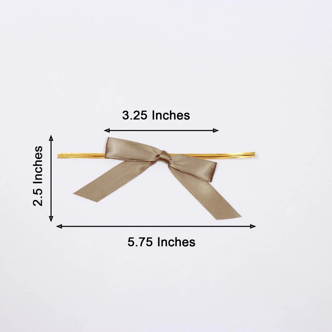 HIER_5146 Tabletop Decor 50 Pcs | 3" Satin Ribbon Bows With Twist Ties, Gift Basket Party Favor Bags Decor - Taupe Classic Style 3 HIER_5146 Tabletop Decor 50 Pcs | 3" Satin Ribbon Bows With Twist Ties, Gift Basket Party Favor Bags Decor - Taupe Classic Style