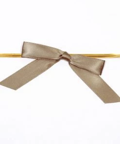 HIER_5146 Tabletop Decor 50 Pcs | 3" Satin Ribbon Bows With Twist Ties, Gift Basket Party Favor Bags Decor - Taupe Classic Style 15 HIER_5146 Tabletop Decor 50 Pcs | 3