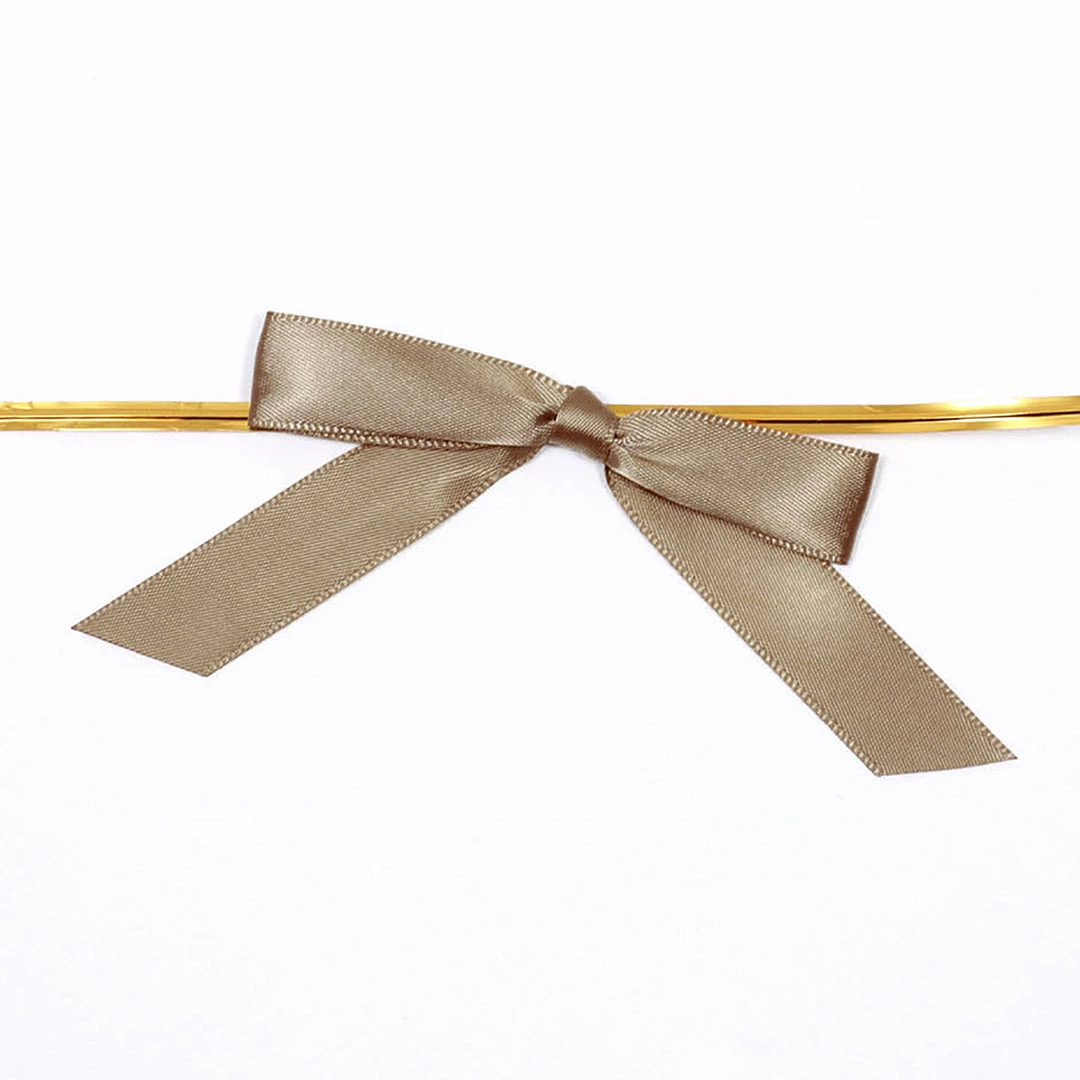 HIER_5146 Tabletop Decor 50 Pcs | 3" Satin Ribbon Bows With Twist Ties, Gift Basket Party Favor Bags Decor - Taupe Classic Style 8 HIER_5146 Tabletop Decor 50 Pcs | 3" Satin Ribbon Bows With Twist Ties, Gift Basket Party Favor Bags Decor - Taupe Classic Style