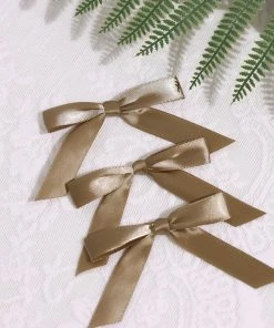 HIER_5146 Tabletop Decor 50 Pcs | 3" Satin Ribbon Bows With Twist Ties, Gift Basket Party Favor Bags Decor - Taupe Classic Style 11 HIER_5146 Tabletop Decor 50 Pcs | 3