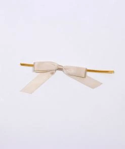 HIER_5146 50 Pcs | 3" Satin Ribbon Bows With Twist Ties, Gift Basket Party Favor Bags Decor - Beige Classic Style 14 HIER_5146 50 Pcs | 3