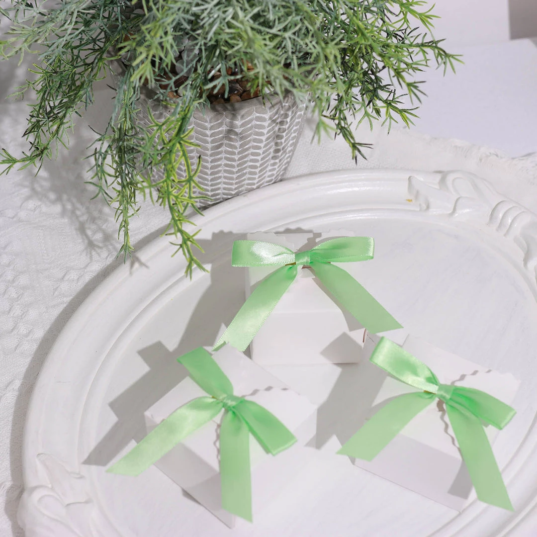 HIER_5146 50 Pcs | 3" Satin Ribbon Bows With Twist Ties, Gift Basket Party Favor Bags Decor - Apple Green Classic Style 2 HIER_5146 50 Pcs | 3" Satin Ribbon Bows With Twist Ties, Gift Basket Party Favor Bags Decor - Apple Green Classic Style