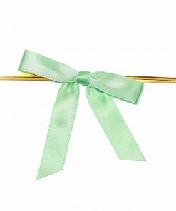 HIER_5146 50 Pcs | 3" Satin Ribbon Bows With Twist Ties, Gift Basket Party Favor Bags Decor - Apple Green Classic Style 17 HIER_5146 50 Pcs | 3