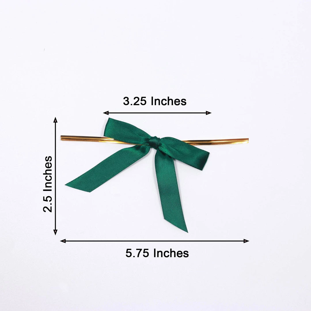 HIER_5146 Tabletop Decor 50 Pcs | 3" Satin Ribbon Bows With Twist Ties, Gift Basket Party Favor Bags Decor - Hunter Emerald Green Classic Style 3 HIER_5146 Tabletop Decor 50 Pcs | 3" Satin Ribbon Bows With Twist Ties, Gift Basket Party Favor Bags Decor - Hunter Emerald Green Classic Style