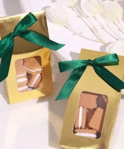 HIER_5146 Tabletop Decor 50 Pcs | 3" Satin Ribbon Bows With Twist Ties, Gift Basket Party Favor Bags Decor - Hunter Emerald Green Classic Style