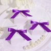 HIER_5146 50 Pcs | 3" Satin Ribbon Bows With Twist Ties, Gift Basket Party Favor Bags Decor - Purple Classic Style