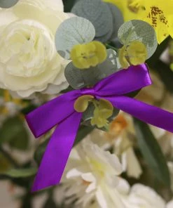 HIER_5146 50 Pcs | 3" Satin Ribbon Bows With Twist Ties, Gift Basket Party Favor Bags Decor - Purple Classic Style