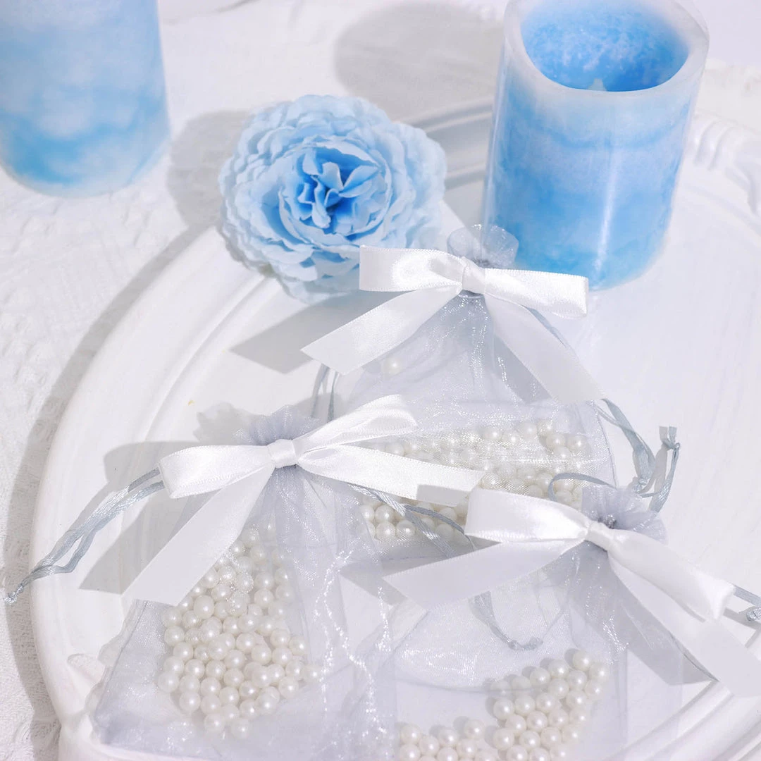 HIER_5146 Tabletop Decor 50 Pcs | 3" Satin Ribbon Bows With Twist Ties, Gift Basket Party Favor Bags Decor - White Classic Style 2 HIER_5146 Tabletop Decor 50 Pcs | 3" Satin Ribbon Bows With Twist Ties, Gift Basket Party Favor Bags Decor - White Classic Style