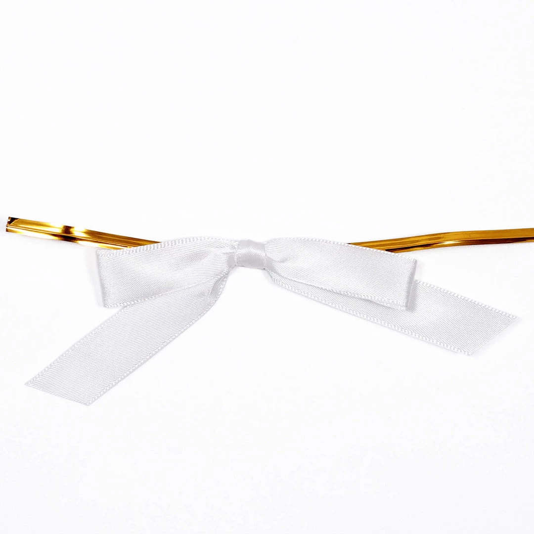 HIER_5146 Tabletop Decor 50 Pcs | 3" Satin Ribbon Bows With Twist Ties, Gift Basket Party Favor Bags Decor - White Classic Style 8 HIER_5146 Tabletop Decor 50 Pcs | 3" Satin Ribbon Bows With Twist Ties, Gift Basket Party Favor Bags Decor - White Classic Style