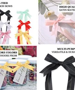 HIER_5146 50 Pcs | 10" Dusty Rose Pre Tied Ribbon Bows, Satin Ribbon With Gold Foil Lining For Gift Basket & Party Favors Decor 19 HIER_5146 50 Pcs | 10