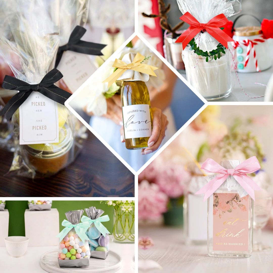 HIER_5146 50 Pcs | 10" Dusty Rose Pre Tied Ribbon Bows, Satin Ribbon With Gold Foil Lining For Gift Basket & Party Favors Decor 5 HIER_5146 50 Pcs | 10" Dusty Rose Pre Tied Ribbon Bows, Satin Ribbon With Gold Foil Lining For Gift Basket & Party Favors Decor