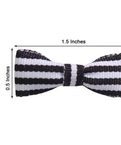 HIER_5146 50 Pcs | 1.5" Black/White Stripe Pre Tied Ribbon Bows - Bow Tie For Party Favor Bags - Polyester 12 HIER_5146 50 Pcs | 1.5