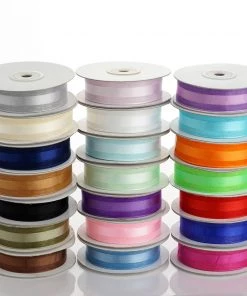 HIER_5140 Fabric Bolts & Bags 25 Yards | 7/8" DIY Baby Blue Organza Ribbon Satin Center - Clearance SALE