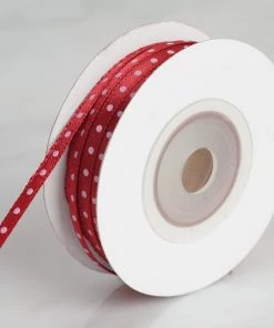 HIER_5140 25 Yards 1/8" Burgundy Satin Polka Dot Ribbon - Clearance SALE Fabric Bolts & Bags 8 HIER_5140 25 Yards 1/8
