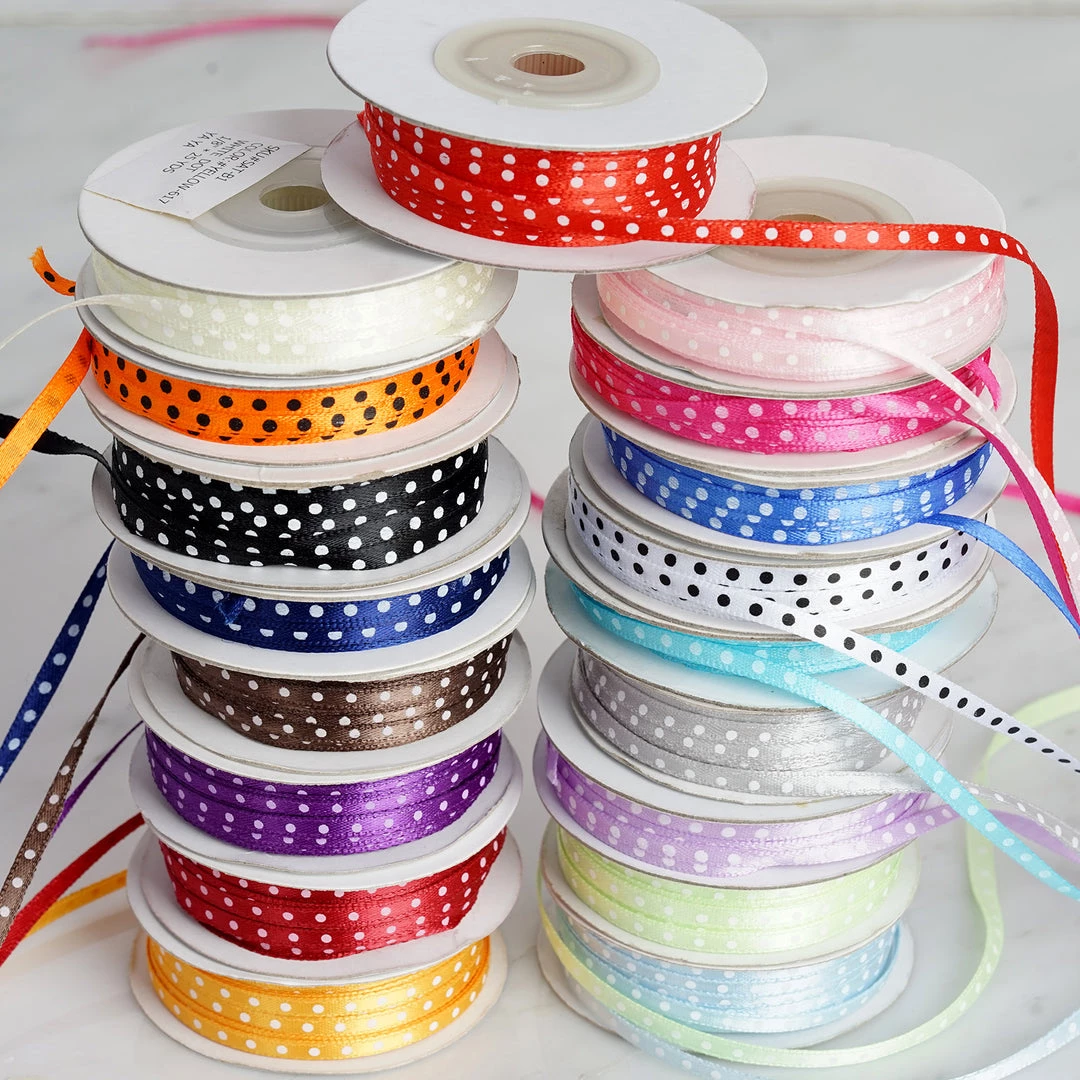 HIER_5140 25 Yards 1/8" Burgundy Satin Polka Dot Ribbon - Clearance SALE Fabric Bolts & Bags 6 HIER_5140 25 Yards 1/8" Burgundy Satin Polka Dot Ribbon - Clearance SALE Fabric Bolts & Bags