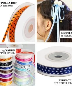 HIER_5140 25 Yards 1/8" Burgundy Satin Polka Dot Ribbon - Clearance SALE Fabric Bolts & Bags 9 HIER_5140 25 Yards 1/8