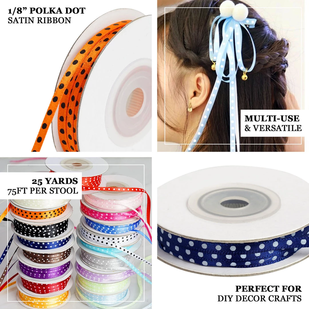 HIER_5140 25 Yards 1/8" Burgundy Satin Polka Dot Ribbon - Clearance SALE Fabric Bolts & Bags 4 HIER_5140 25 Yards 1/8" Burgundy Satin Polka Dot Ribbon - Clearance SALE Fabric Bolts & Bags