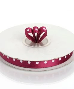 HIER_5140 Fabric Bolts & Bags 25 Yards 3/8" Eggplant Polka Dot Satin Ribbon - Clearance SALE