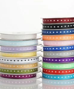 HIER_5140 Fabric Bolts & Bags 25 Yards 3/8" Orange Grosgrain Polka Dot Ribbon