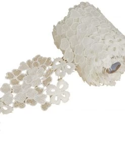 HIER_5140 Sewing Trims And Embellishments | 4" X 5 Yards | 1 Bolt | White | Lilac Decorative Crochet Stitches Fabric Bolts & Bags 6 HIER_5140 Sewing Trims And Embellishments | 4