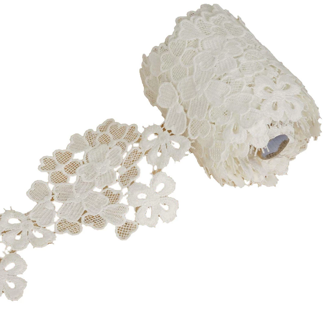 HIER_5140 Sewing Trims And Embellishments | 4" X 5 Yards | 1 Bolt | White | Lilac Decorative Crochet Stitches Fabric Bolts & Bags 3 HIER_5140 Sewing Trims And Embellishments | 4" X 5 Yards | 1 Bolt | White | Lilac Decorative Crochet Stitches Fabric Bolts & Bags