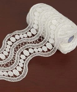 HIER_5140 Fabric Bolts & Bags 5 Yards | White Crochet Lace Ribbon With Double Helix Stitching Patterns - Clearance SALE
