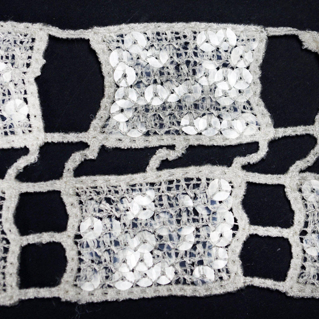 HIER_5140 Sequin Stitch Crochet | 4" X 5 Yards | 1 Bolt | White | Rectangle Granny Square Afghan Pattern - Clearance SALE Fabric Bolts & Bags 5 HIER_5140 Sequin Stitch Crochet | 4" X 5 Yards | 1 Bolt | White | Rectangle Granny Square Afghan Pattern - Clearance SALE Fabric Bolts & Bags