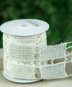 HIER_5140 Sequin Stitch Crochet | 4" X 5 Yards | 1 Bolt | White | Rectangle Granny Square Afghan Pattern - Clearance SALE Fabric Bolts & Bags