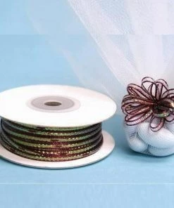 HIER_5140 50 Yards | 1/8" Burgundy Organza Pull String Bows Ribbon - Clearance SALE