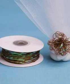 HIER_5140 Fabric Bolts & Bags 50 Yards | 1/8" Chocolate Organza Pull String Bows Ribbon - Clearance SALE