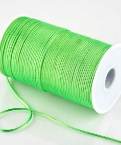 HIER_5140 200 Yards 2mm Apple Green Satin Rattail Cord Ribbon Artificial Flower