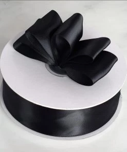 HIER_5143 50 Yards 1.5" DIY Black Satin Ribbon