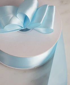 HIER_5143 50 Yards 1.5" DIY Baby Blue Satin Ribbon Fabric Bolts & Bags