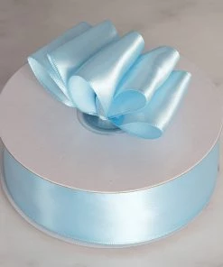 HIER_5143 50 Yards 1.5" DIY Baby Blue Satin Ribbon Fabric Bolts & Bags